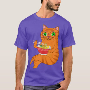Kawaii Ramen Anime Cat Eating Japanse noedels T-shirt