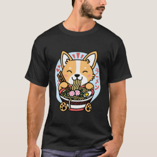 Kawaii Ramen Anime Dog Corgi Japanse noedels T-shirt