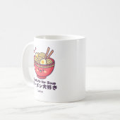 Kawaii Ramen Bowl Red Smiling Anime Japanese Koffiemok (Voorkant links)