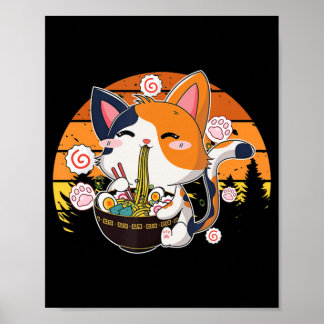 Kawaii Ramen Cat Anime Japan Neko Noodle Fun Vi Poster