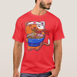 Kawaii Ramen Cat Anime Japanse Food Girls Teenage T-shirt