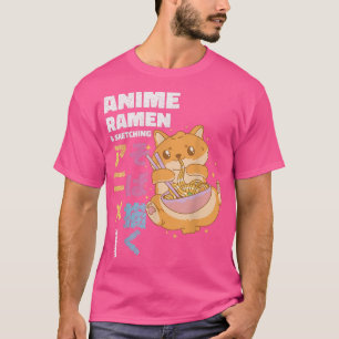 Kawaii Ramen Cat Anime Ramen Sktetching T-shirt