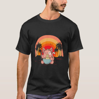 Kawaii Ramen Cat Funny Anime Neko Chonk Japans R T-shirt
