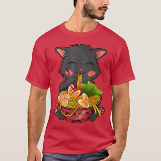 Kawaii Ramen Cat, Japans Neko Noodle Funny Anime T-shirt