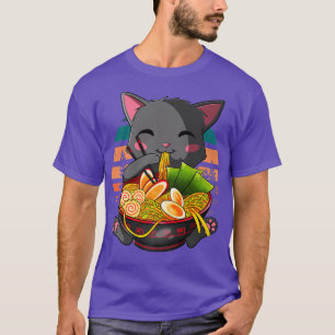Kawaii Ramen Cat, Japans Neko Noodle Funny Anime T-shirt