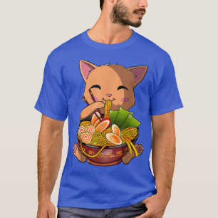 Kawaii Ramen Cat, Japans Neko Noodle Funny Anime T-shirt