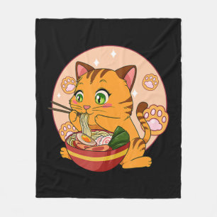 Kawaii Ramen Cat Japanse neko Noodle Anime Gift G Fleece Deken