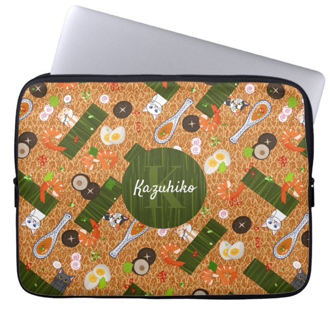Kawaii Ramen Cats Laptop Sleeve (Voorkant)