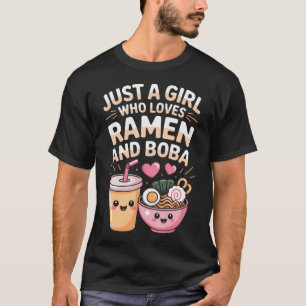 Kawaii Ramen En Boba Gewoon Een Meisje Dat Houdt V T-shirt