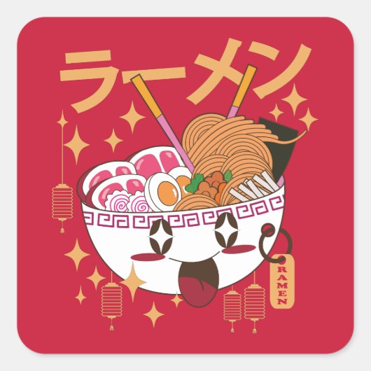 kawaii RAMEN Faux Canvas Print Vierkante Sticker (Voorkant)