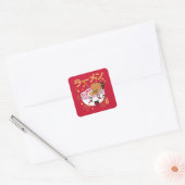 kawaii RAMEN Faux Canvas Print Vierkante Sticker (Envelop)