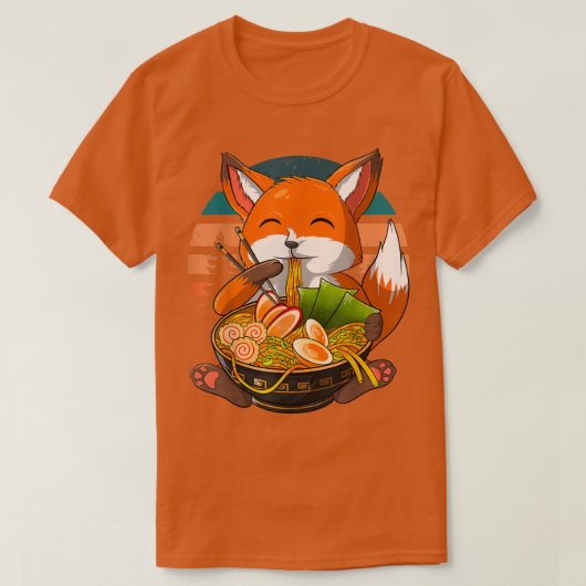 Kawaii Ramen Fox, Japanese Neko Noodle Funny Anime T-shirt (Design voorkant)