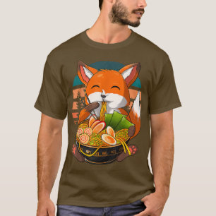 Kawaii Ramen Fox, Japans Neko Noodle Funny Anime T-shirt