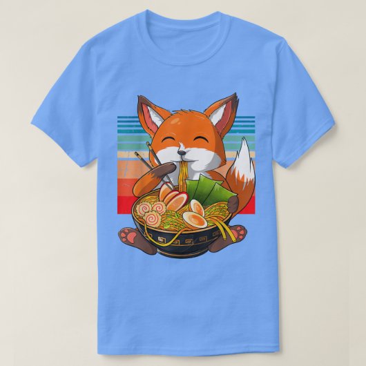 Kawaii Ramen Fox, Japanse Neko Noodle Grappige Ani T-shirt (Design voorkant)