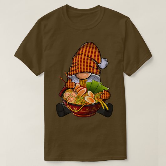 Kawaii Ramen Gnome, Japans Neko Noodle Funny Ani T-shirt (Design voorkant)