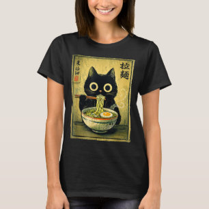 Kawaii ramen kat vintage Japan grappig retro anim T-shirt