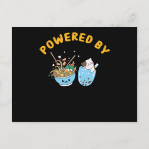 Kawaii Ramen & Kattendesign Powered Ramen en Kat Briefkaart