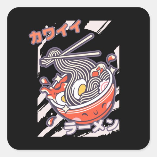 Kawaii Ramen nodels Vierkante Sticker (Voorkant)