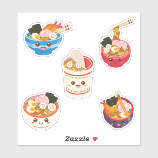 Kawaii Ramen Noodles Combo Pack Sticker (Vel)