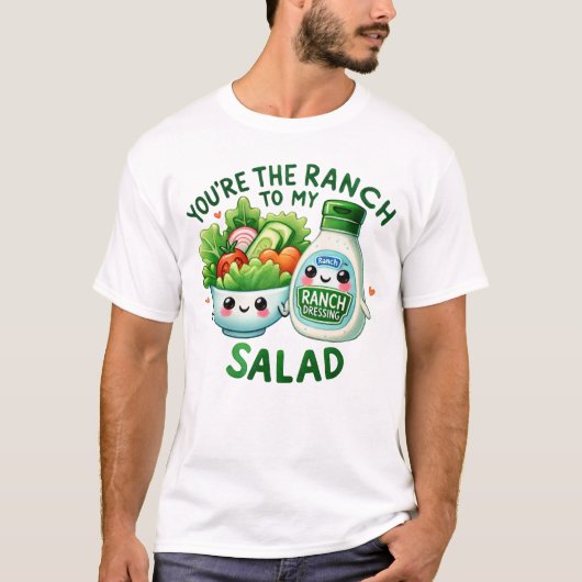 Kawaii Ranch Dressing and Salad Art T-shirt (Voorkant)