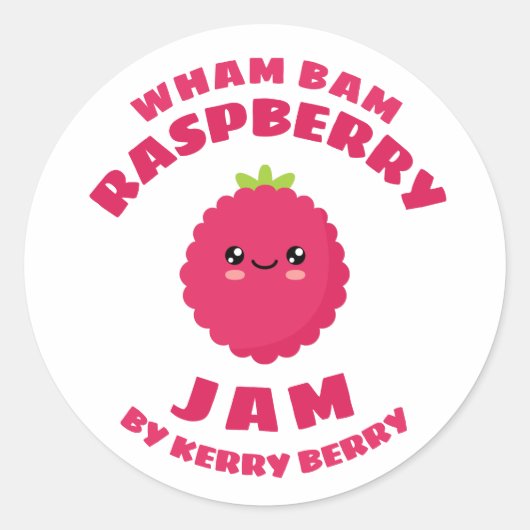 Kawaii Raspberry Jam Ronde Sticker (Voorkant)