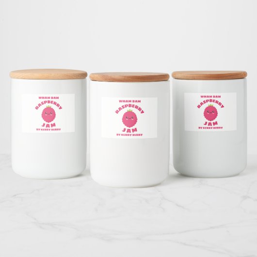 Kawaii Raspberry Jam Voedselcontainer Etiket (Flessen)