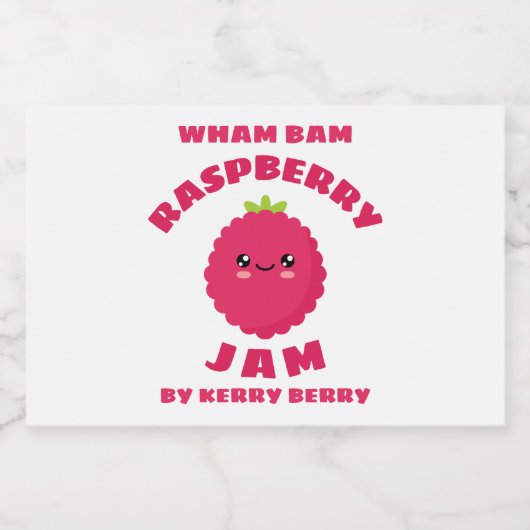 Kawaii Raspberry Jam Voedselcontainer Etiket (Enkel label)