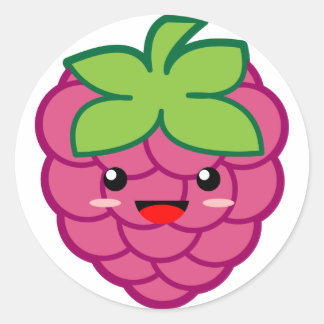 Kawaii Raspberry Ronde Sticker