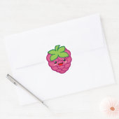 Kawaii Raspberry Ronde Sticker (Envelop)