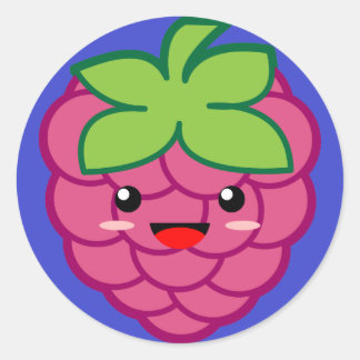 Kawaii Raspberry Ronde Sticker