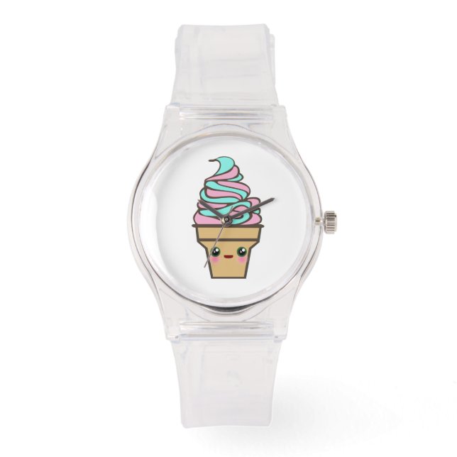 Kawaii Rave Ice Cream Cartoon Horloge (Voorkant)