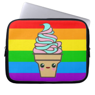 Kawaii Rave Ice Cream Cone Rainbow Laptop Sleeve