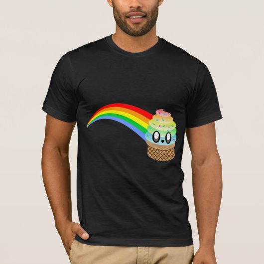 Kawaii Rave Ice Cream Cone Rainbow T-shirt (Voorkant)