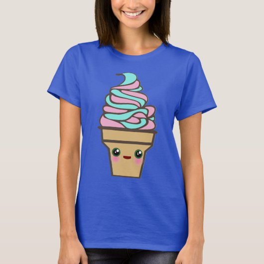 Kawaii Rave Ice Cream Cone Rainbow Tie Dye T-shirt (Voorkant)