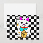 Kawaii Rave Lucky Cat Maneki Neko Briefkaart (Voorkant / Achterkant)