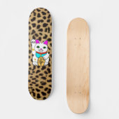 Kawaii Rave Lucky Cat Maneki Neko Skateboard (Voorkant)