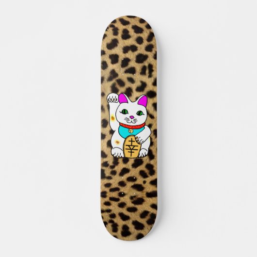 Kawaii Rave Lucky Cat Maneki Neko Skateboard (Voorkant)