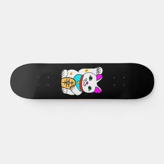 Kawaii Rave Lucky Cat Maneki Neko Skateboard (Horizontaal)