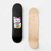 Kawaii Rave Lucky Cat Maneki Neko Skateboard (Voorkant)