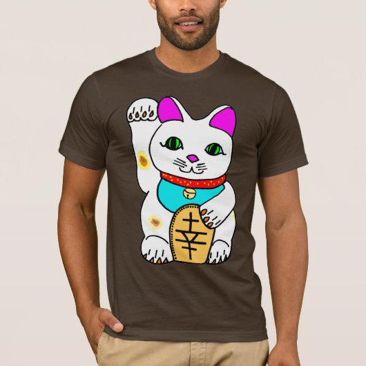 Kawaii Rave Lucky Cat Maneki Neko T-shirt (Voorkant)
