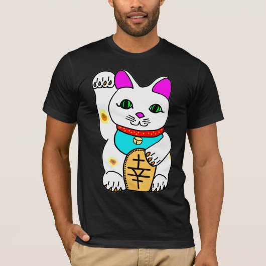 Kawaii Rave Lucky Cat Maneki Neko T-shirt (Voorkant)