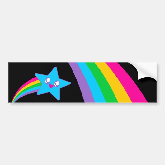 Kawaii Rave Neon Ster Regenboog Bumpersticker (Voorkant)