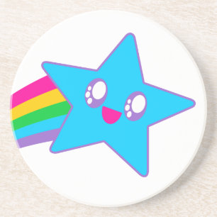 Kawaii Rave Neon Ster Regenboog Zandsteen Onderzetter