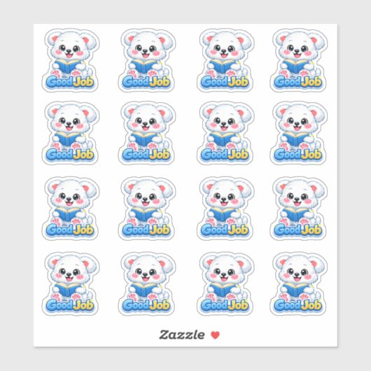 Kawaii Reading Progress Bear Good Job Teacher  Sticker (Vel)
