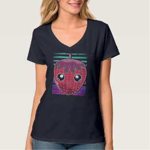 Kawaii Red Berry Fruit Zomer Retro Aardbei T-shirt