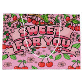 Kawaii Red Cherry Vibes Cute Girly Aesthetic Groot Cadeauzakje (Achterkant)