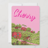 Kawaii Red Cherry Vibes Cute Girly Aesthetic Kaart (Achterkant)