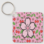 Kawaii Red Cherry Vibes Cute Girly Aesthetic Sleutelhanger (Voorkant)