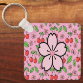 Kawaii Red Cherry Vibes Cute Girly Aesthetic Sleutelhanger (Voorkant)