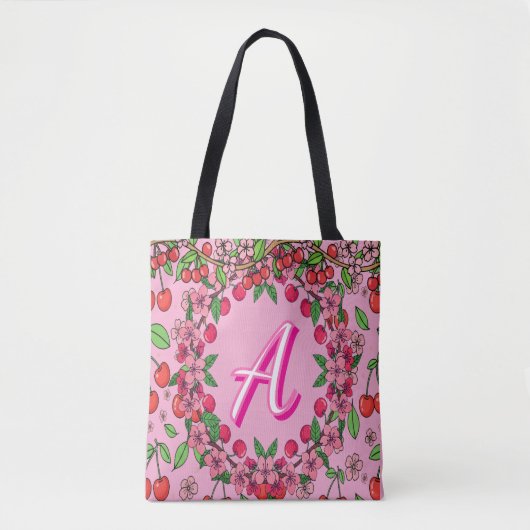 Kawaii Red Cherry Vibes Cute Girly Aesthetic Tote Bag (Voorkant)